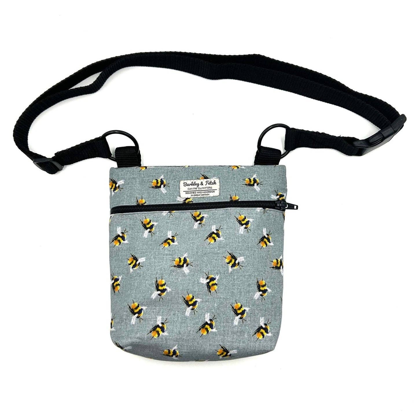 Bee Print Dog Walk and Treat Bag-Grey