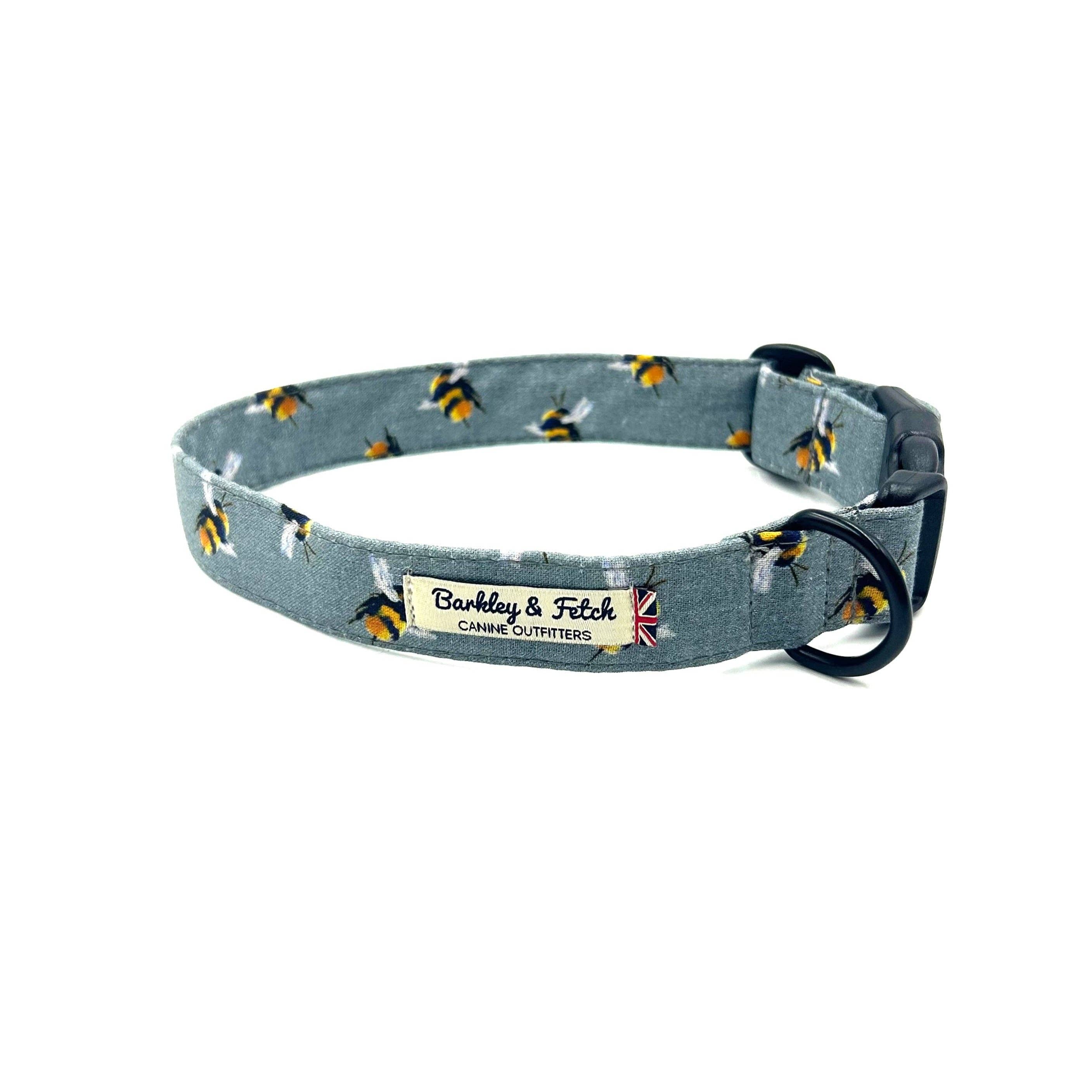 Bee Print Dog Collar-Grey