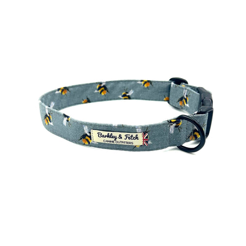 Bee Print Dog Collar-Grey