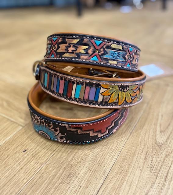 Leather Dog Collar - Multicolour Hand Painted
