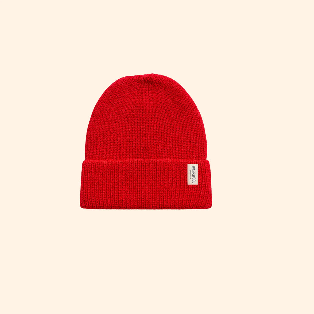 Matching Cherry Red British Wool Beanie Hat
