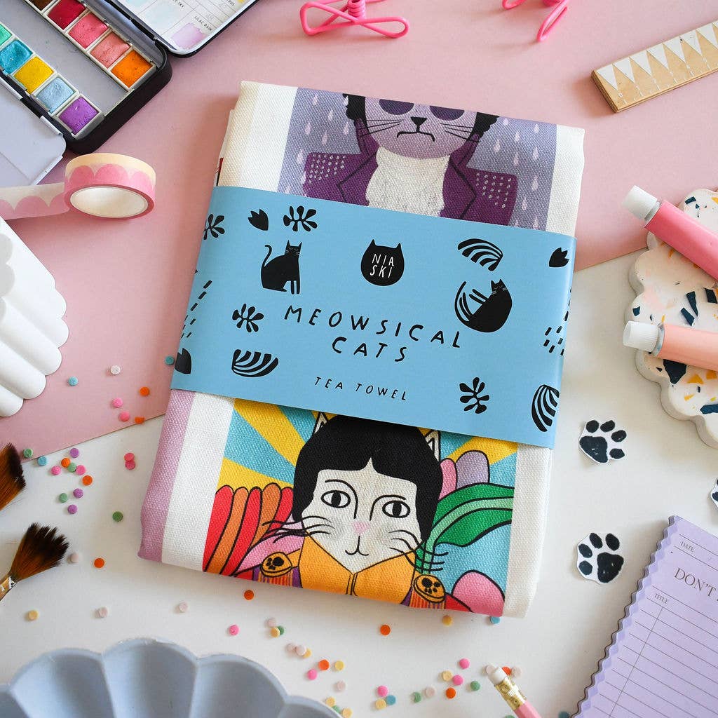 Meowsical Cats Tea Towel 