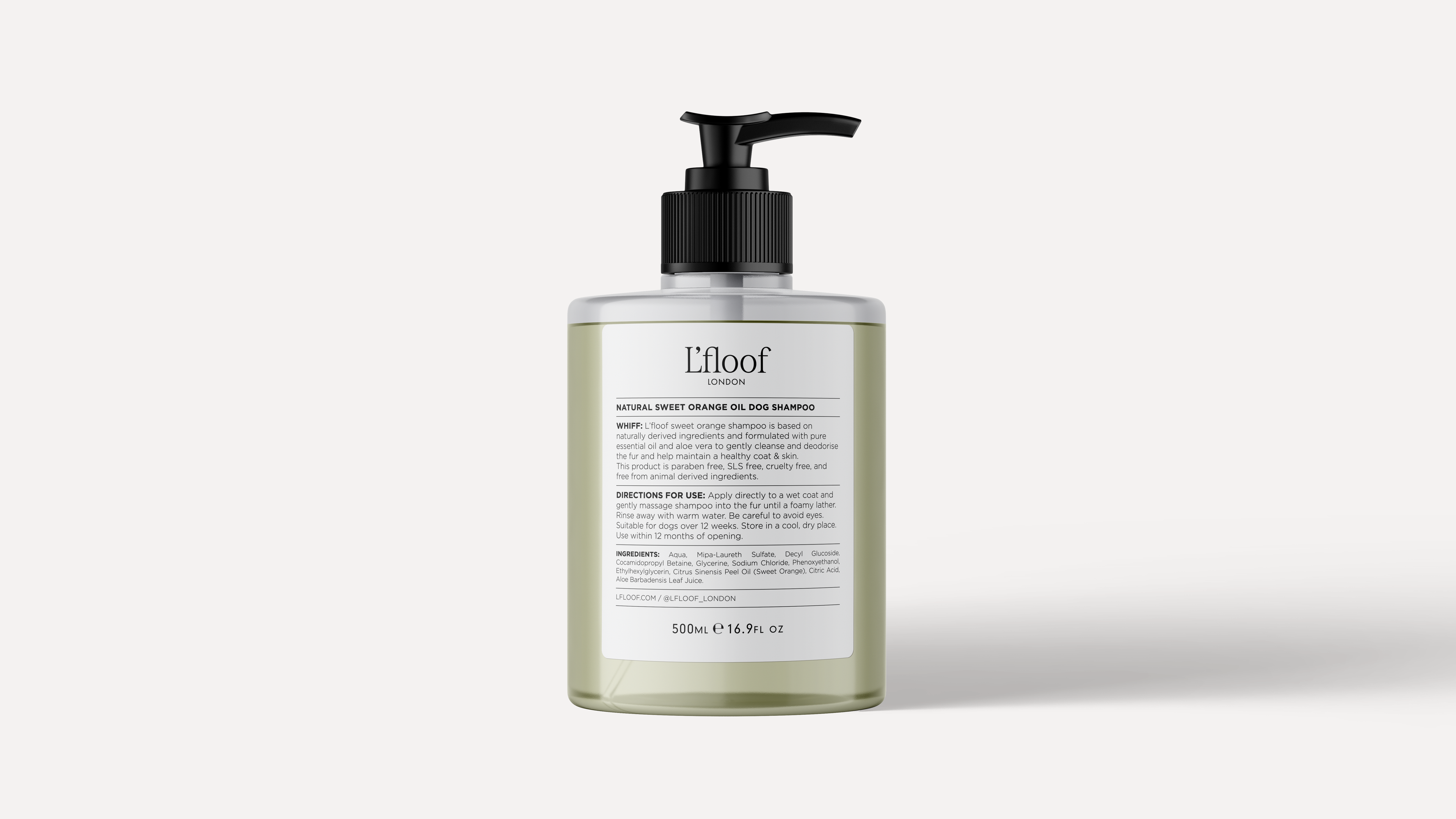 Natural Dog Shampoo - WHIFF - natural orange oil -  500ml  L'floof