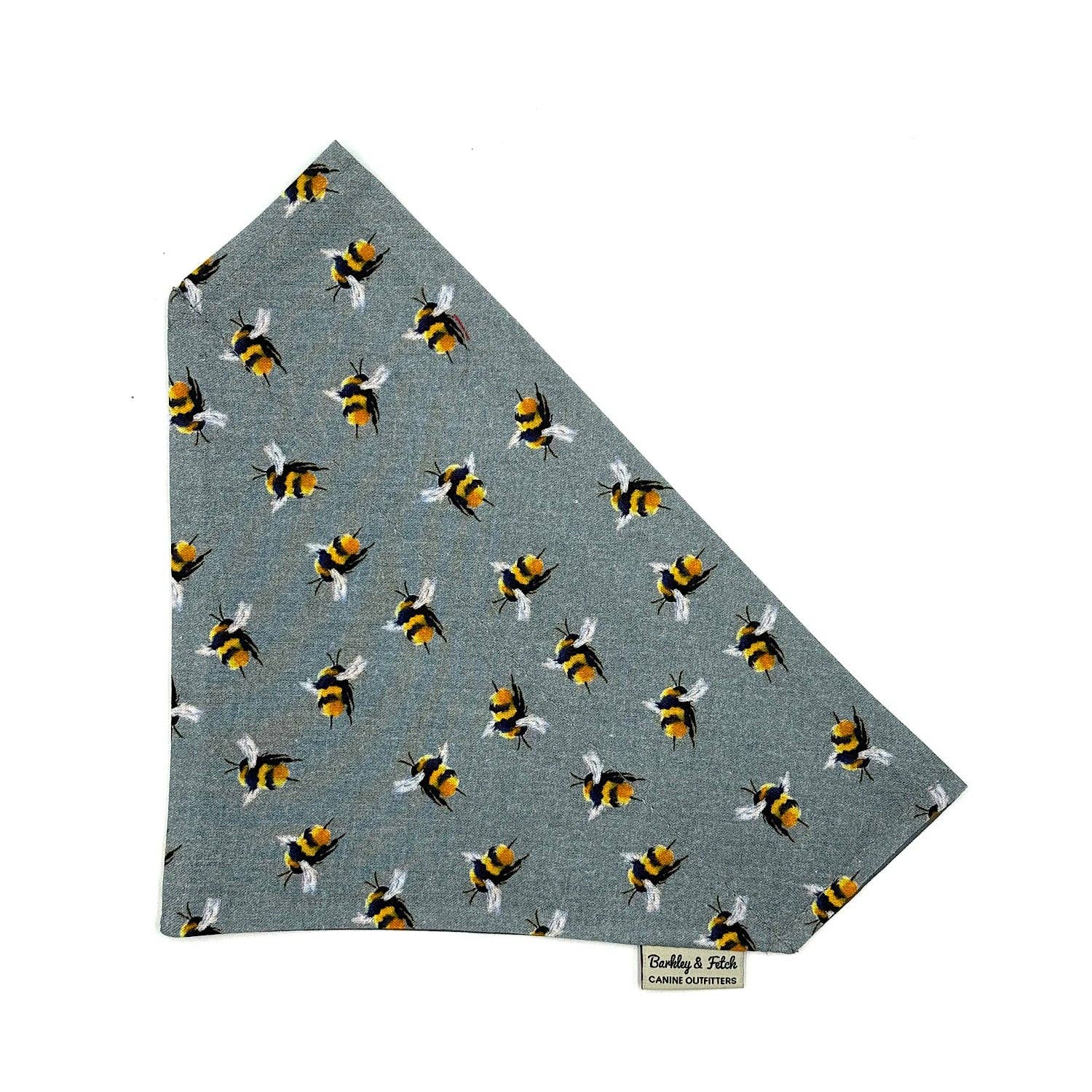 Bee Print Dog Bandana-Grey