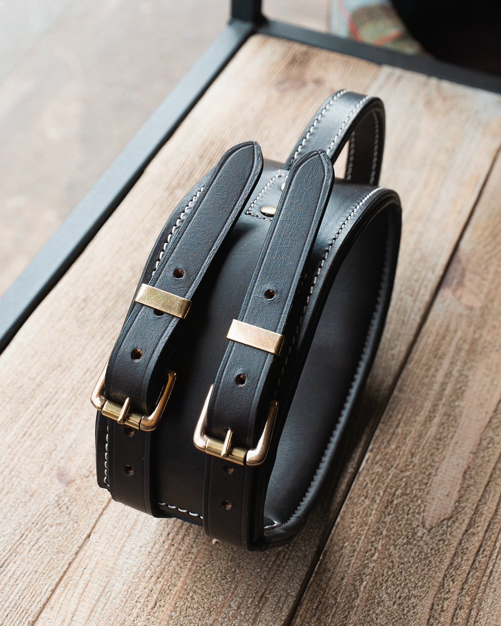 Leather Dog Collar with Traffic Handle - Contrast Stitching - K9C25
