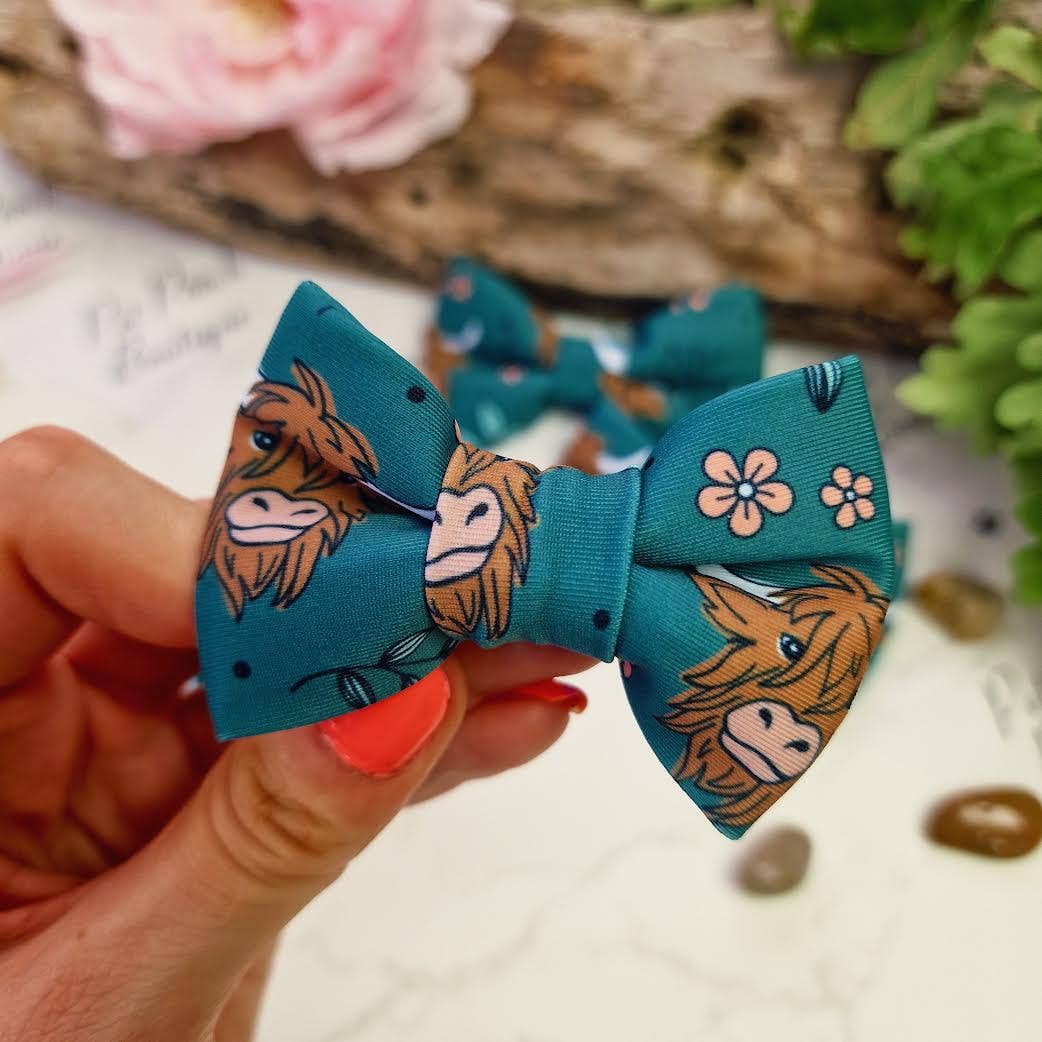Happy Highland Cow Dog Bow Tie  - Limited Edition (handmade)
