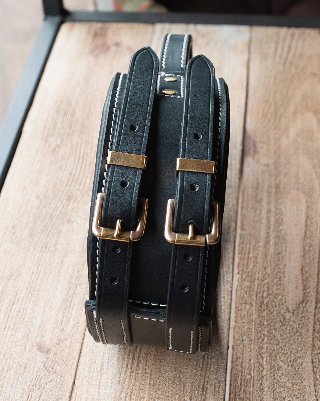 Leather Dog Collar with Traffic Handle - Contrast Stitching - K9C25
