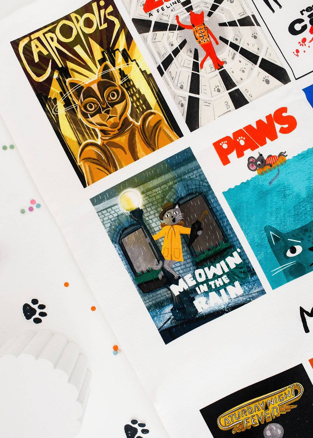 Movie Cats Tea Towel