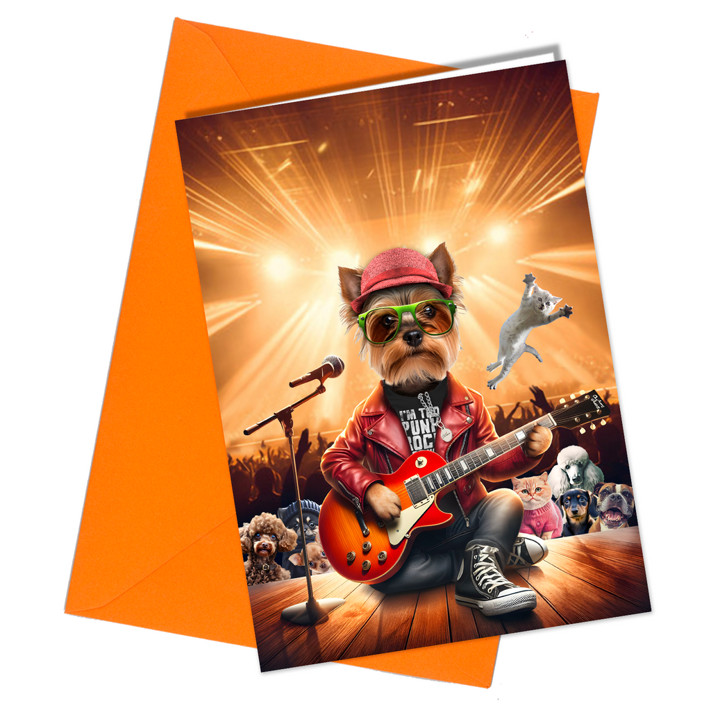 Yorkshire Terrier Rock Band Birthday Card