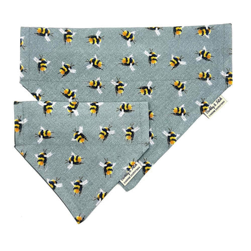 Bee Print Dog Bandana-Grey