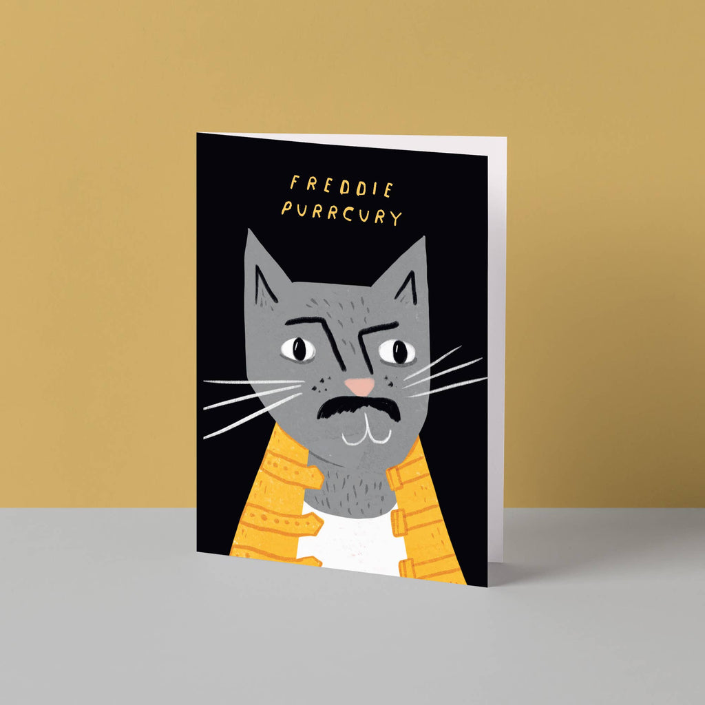 Freddie Purrcury Cat Musician Card