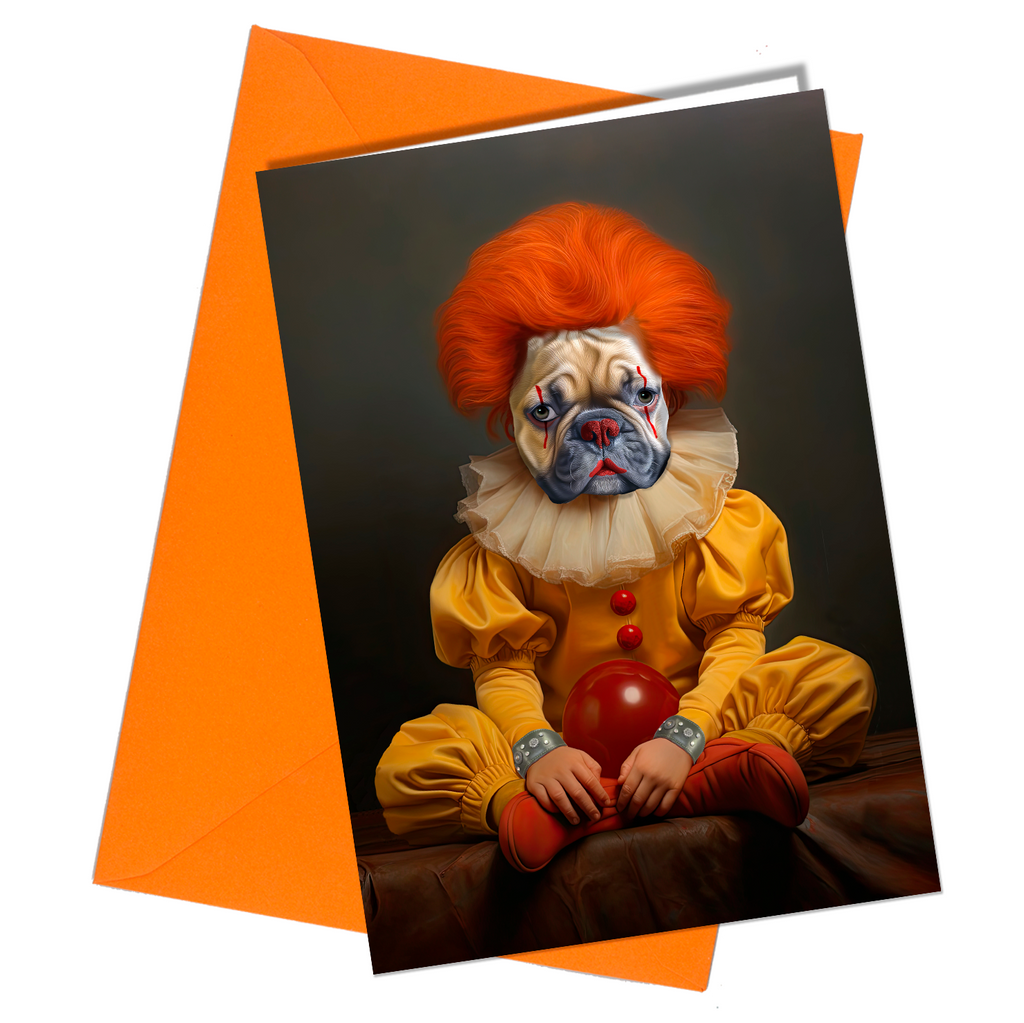 Dog French Bulldog Clown Birthday Card