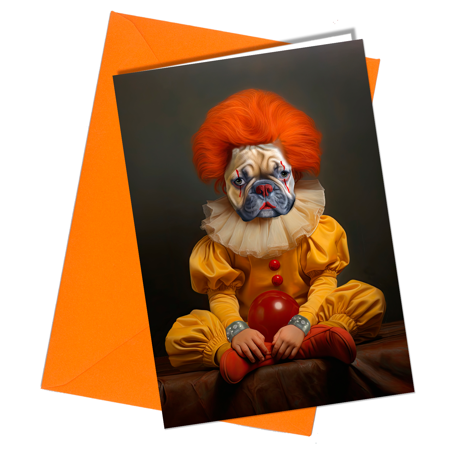 Dog French Bulldog Clown Birthday Card