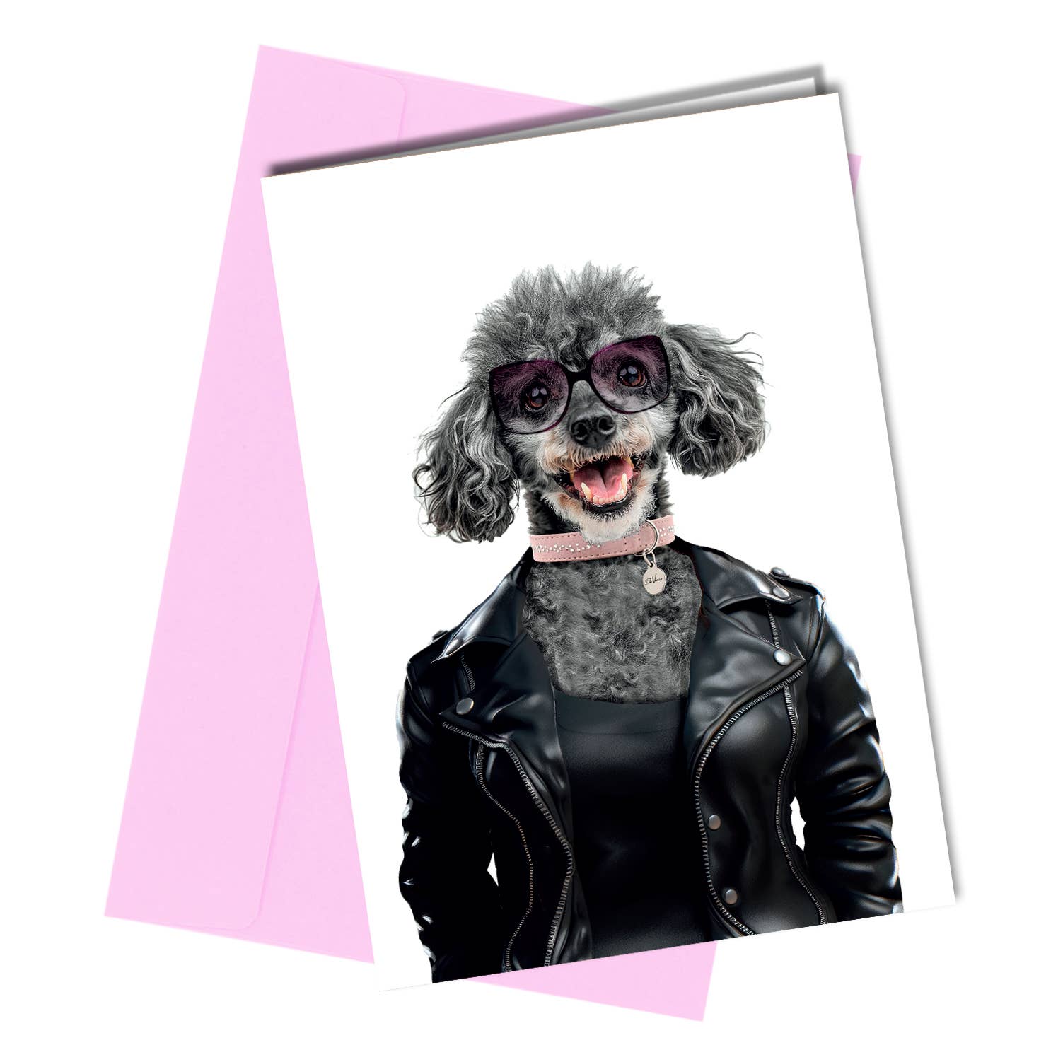 Poodle Biker Chick Birthday Card
