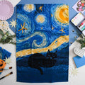 Starry Night Cat Tea Towel 