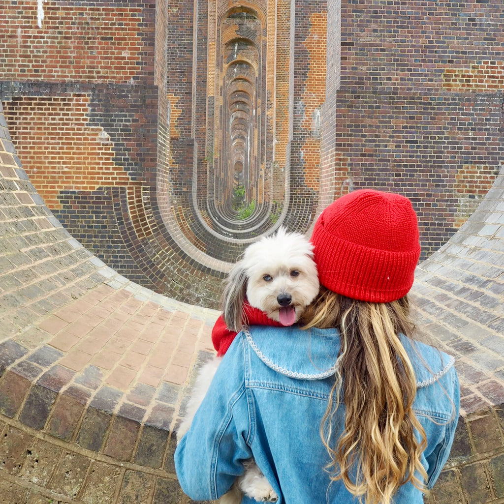 Matching Cherry Red British Wool Beanie Hat