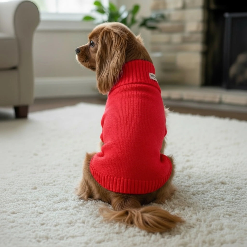 Cherry Red British Wool Dog Jumper