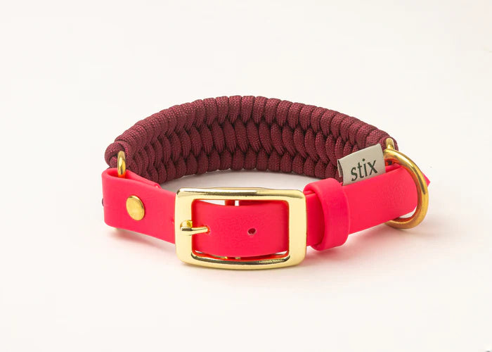 Stix Collar - Burgundy with Pink