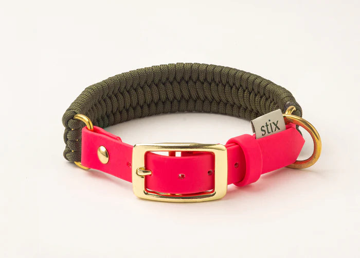 Stix Collar - Green with Pink
