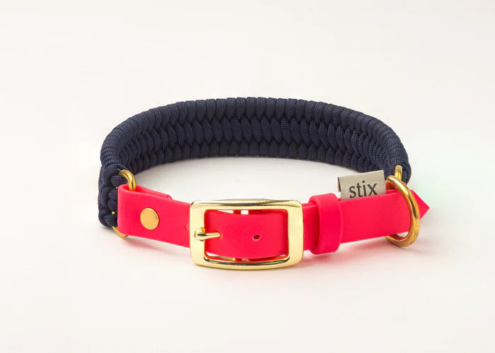 Stix Collar - Navy with Pink