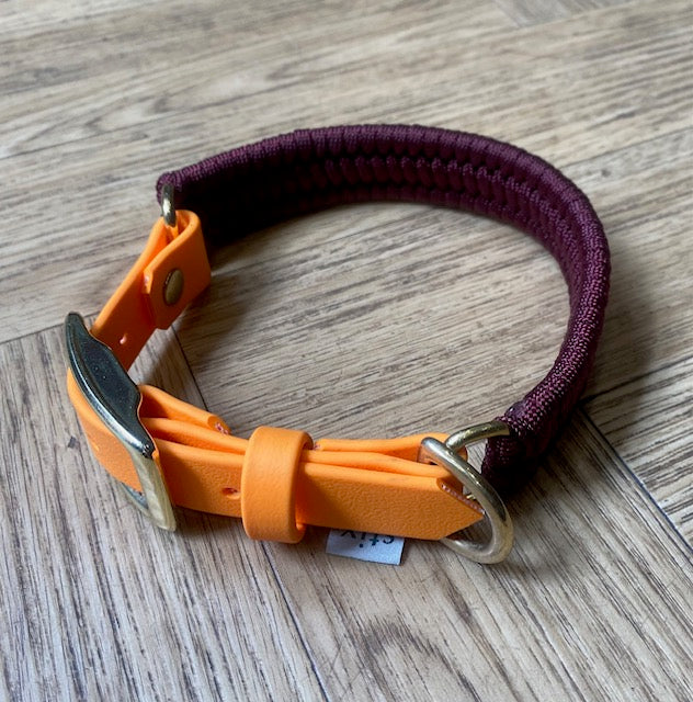 Stix Collar - Burgundy with Orange