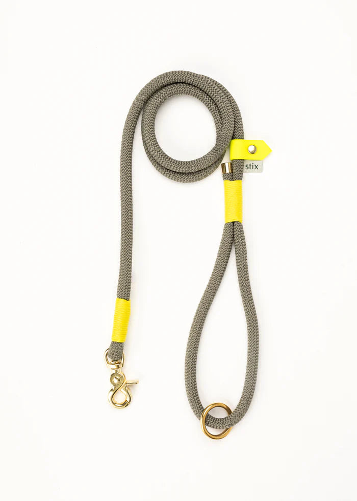Stix Dog Lead - Grey with Yellow
