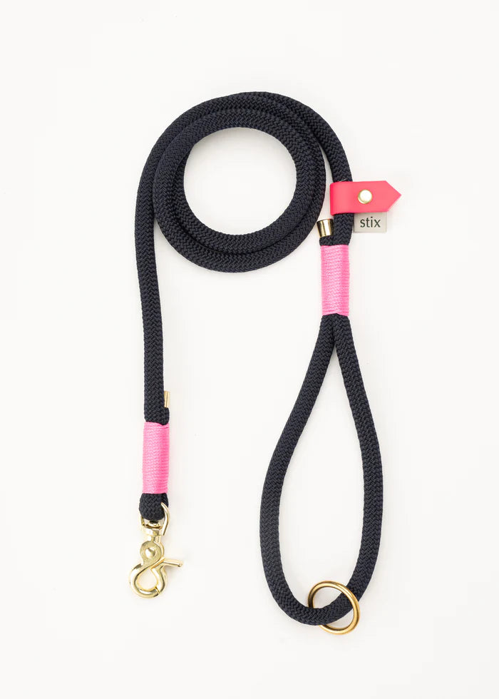 Stix Dog Lead - Navy with Pink