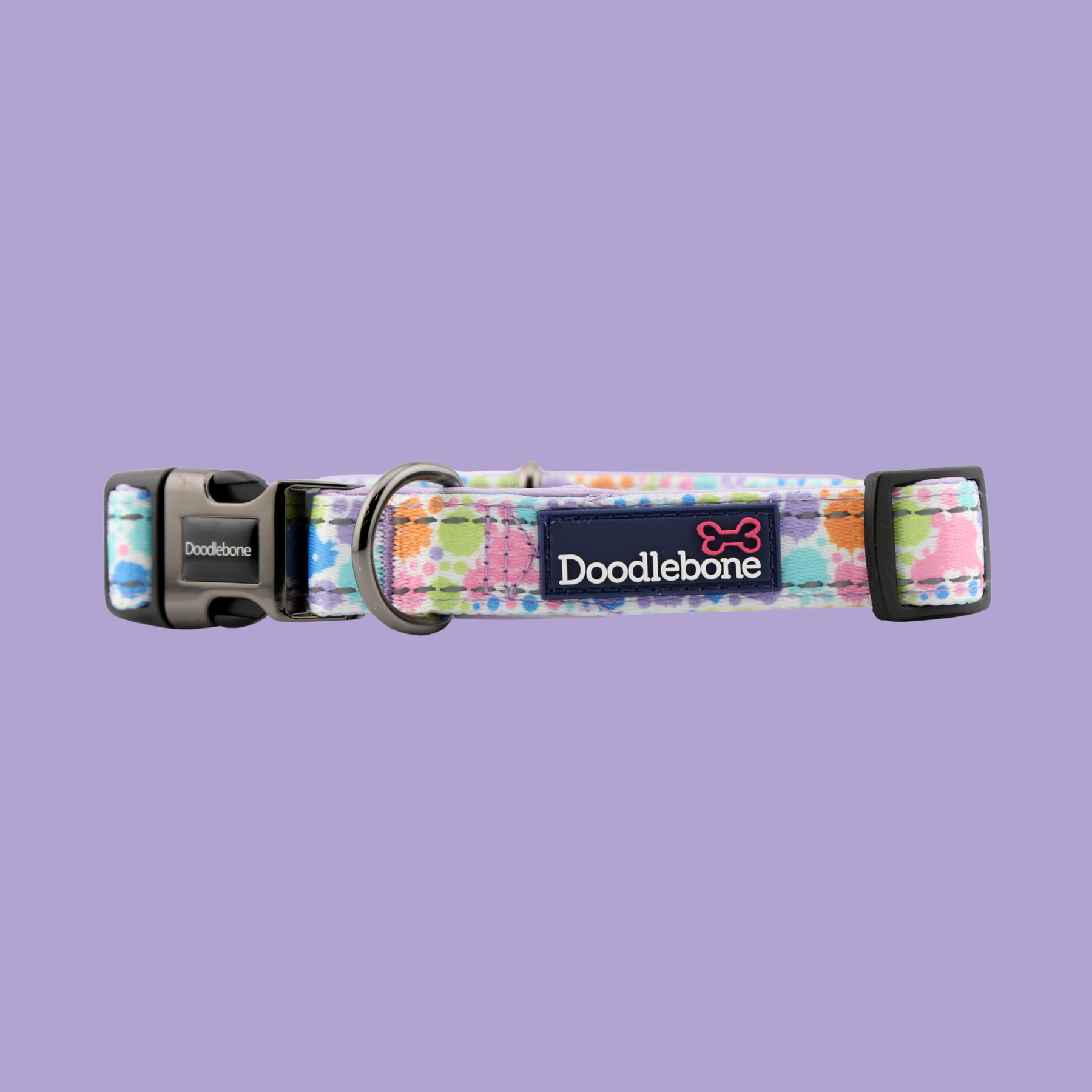 Padded Dog Collar - Pastel Paint Splatter