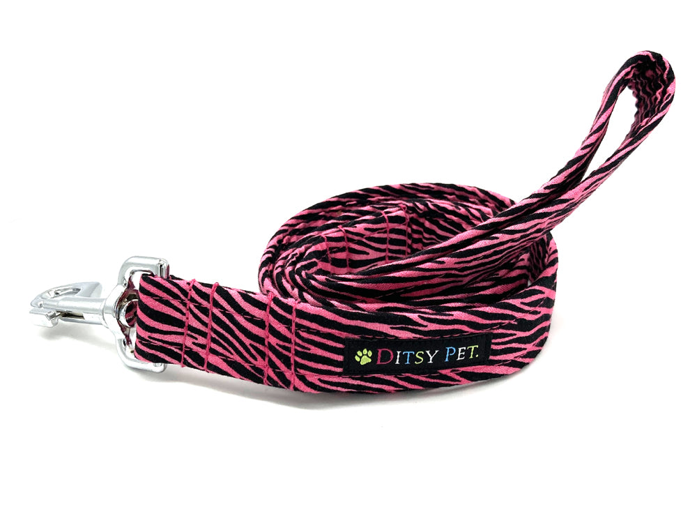 Pink Zebra Dog Lead