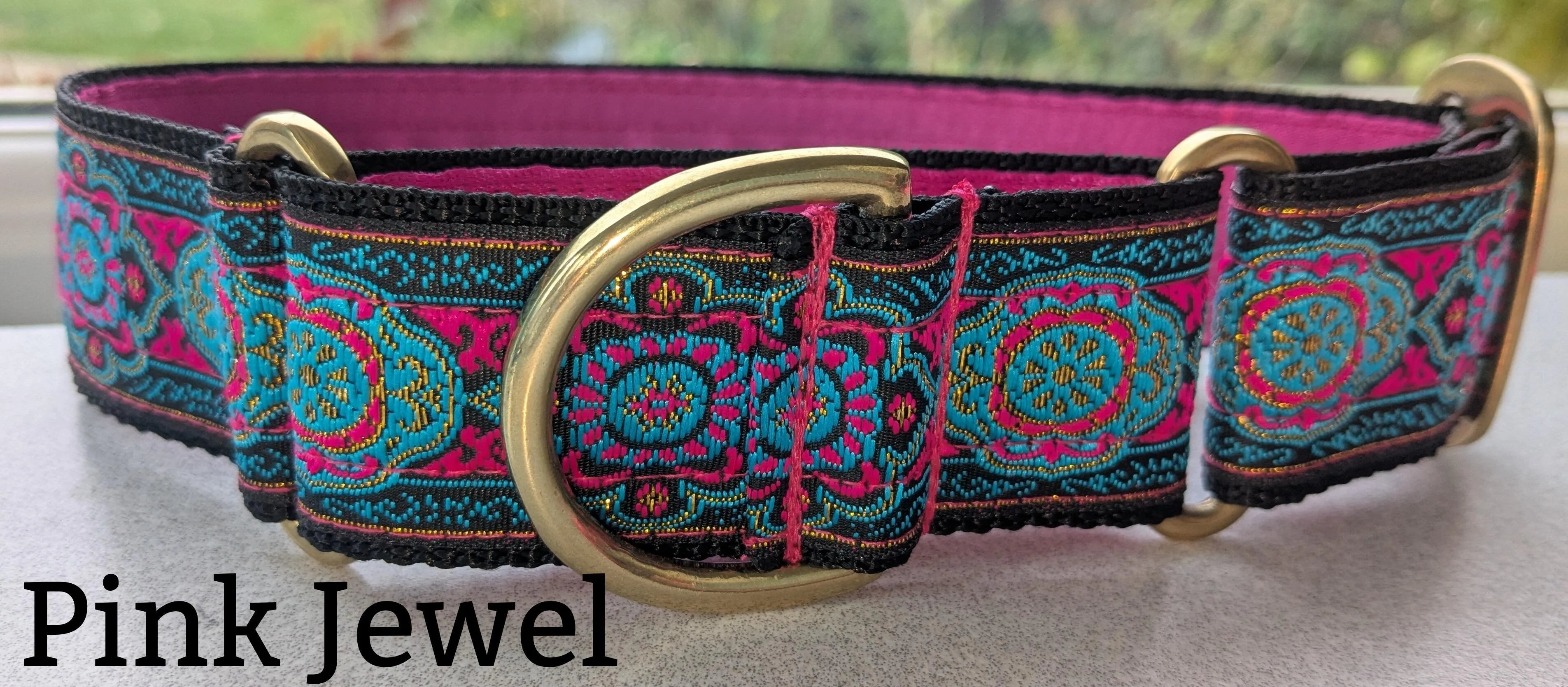 40mm wide Sighthound Collar - Pink Jewel