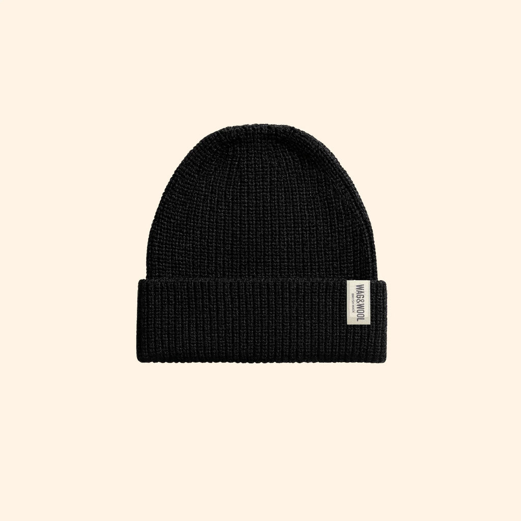Matching Black British Wool Beanie Hat