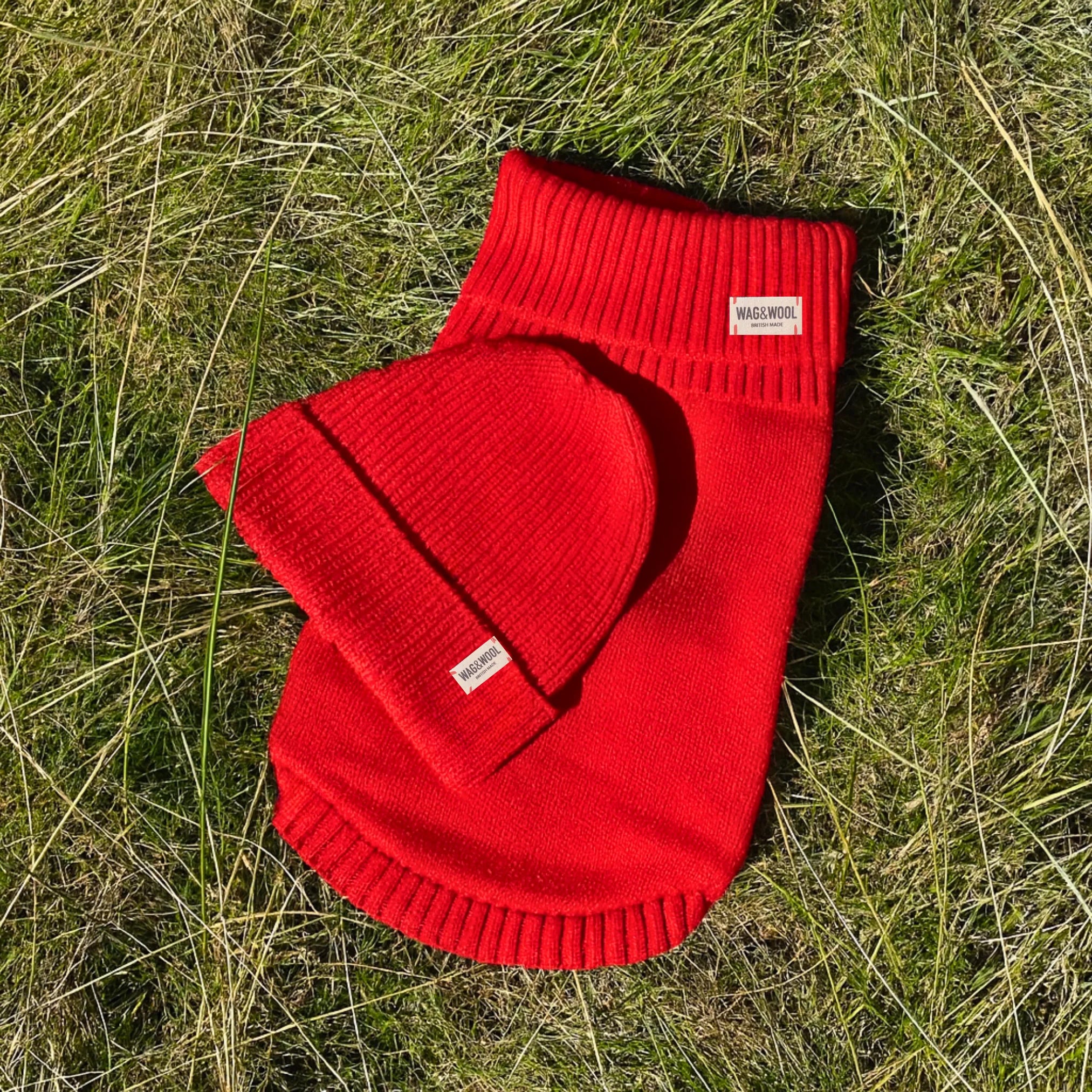 Matching Cherry Red British Wool Beanie Hat