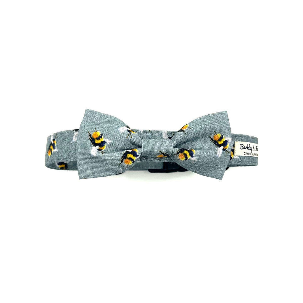 Bee Print Dog Bow Tie-Grey