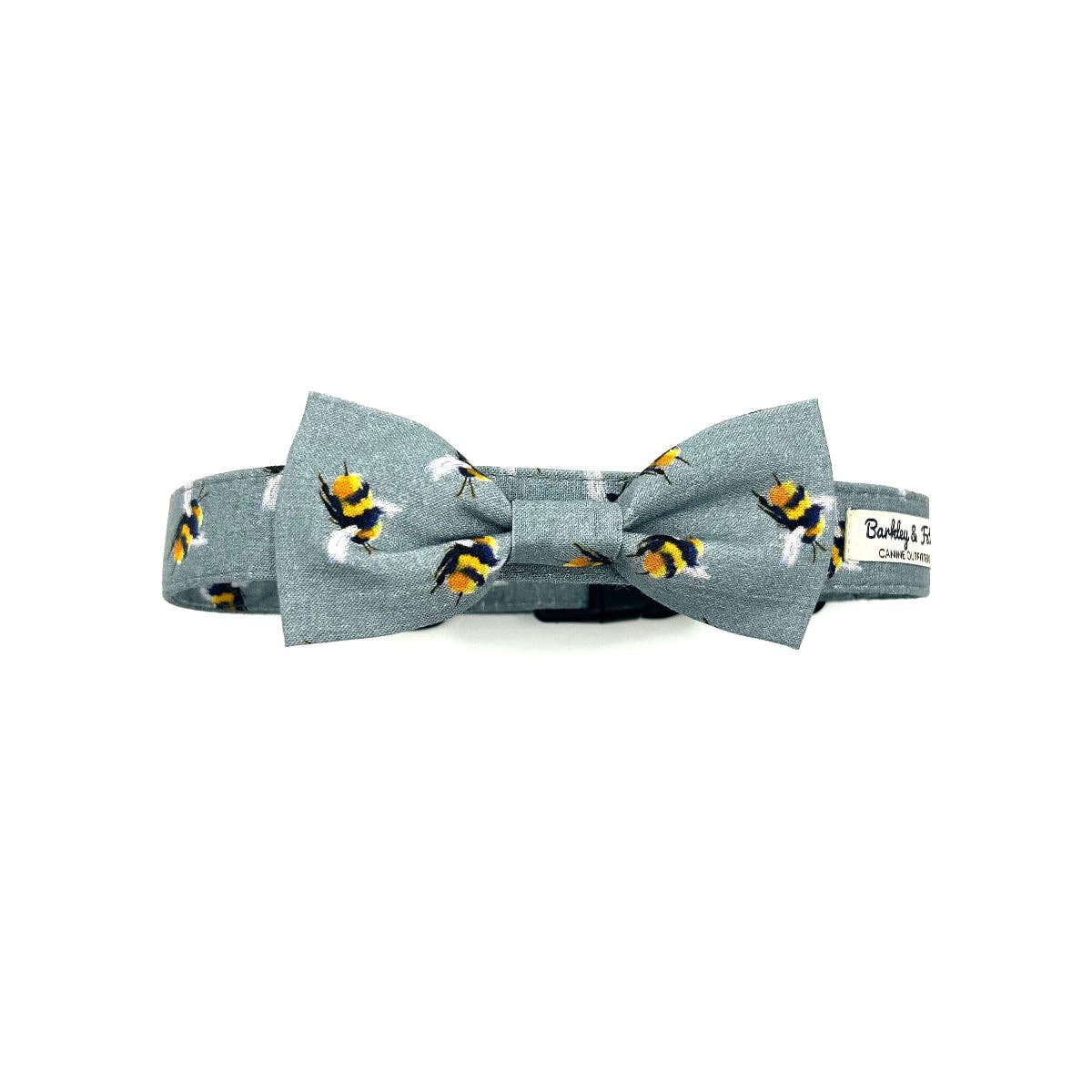 Bee Print Dog Bow Tie-Grey