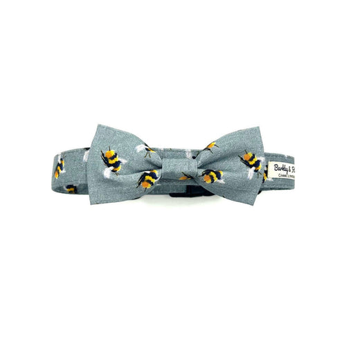Bee Print Dog Bow Tie-Grey