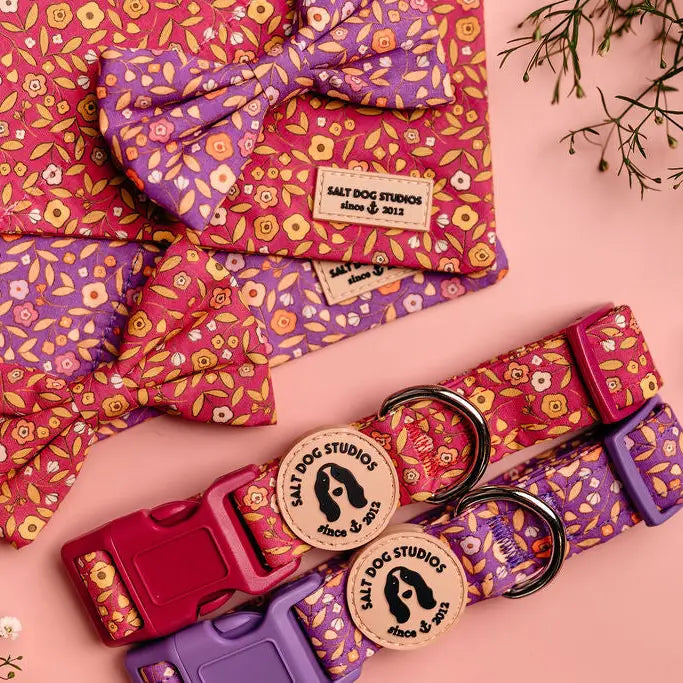 Ditsy Floral Purple Dog Collar