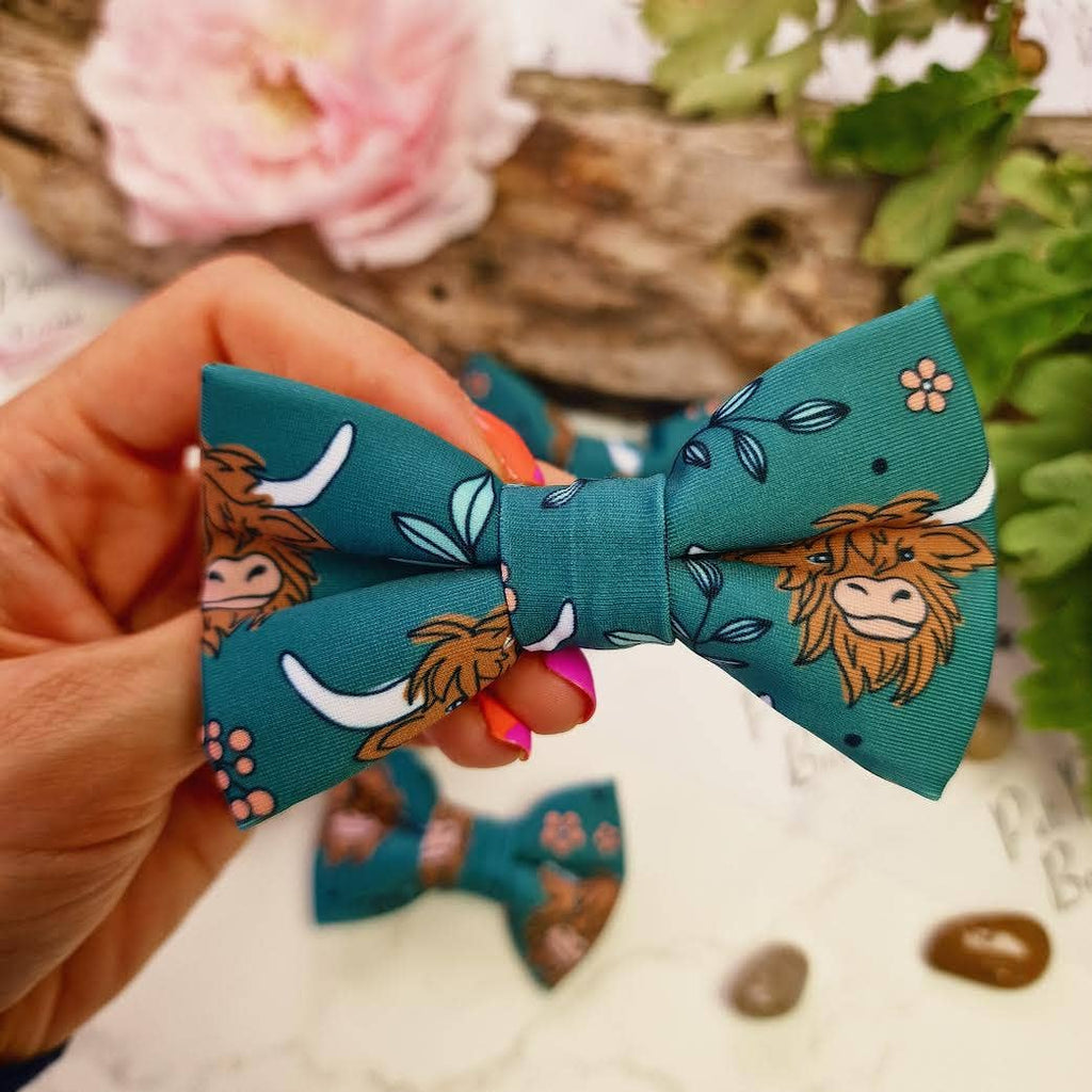 Happy Highland Cow Dog Bow Tie  - Limited Edition (handmade)