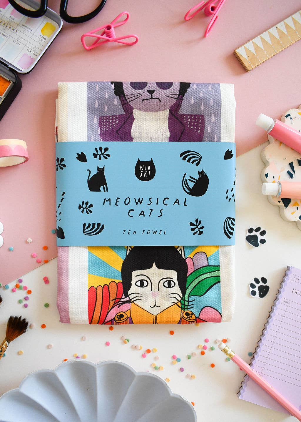 Meowsical Cats Tea Towel 