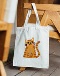 Orange Tabby Cat Punch Needle Canvas Tote Bag