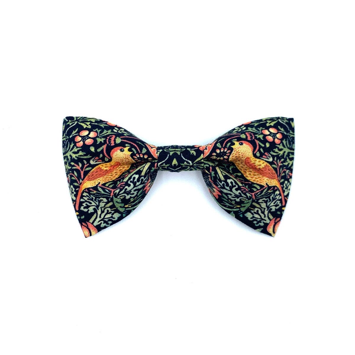 Black Strawberry Thief Print Dog Bow Tie