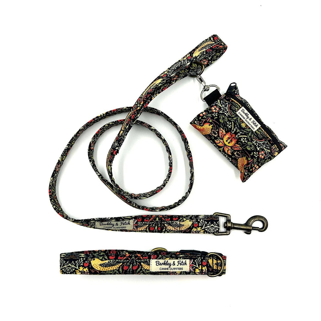 Black Strawberry Thief Print Poo Bag Holder