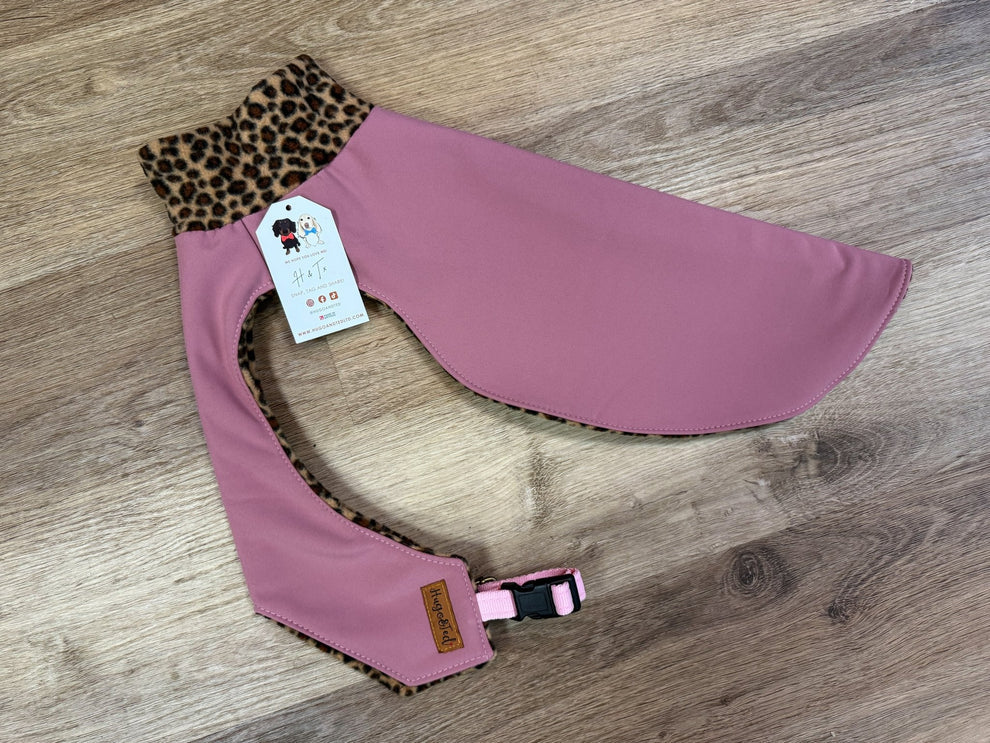 Rainfleece Waterproof Ultimate Walkies Coat - Dusty pink with leopard fleece